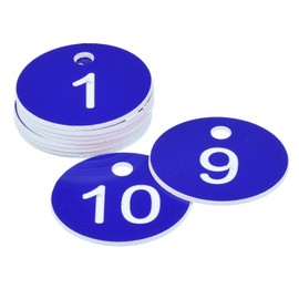 sourcing map Round 1-10 Number Tag Key Tag Acrylic Engraved Blue ID Tag for Decoration, Pack of 10