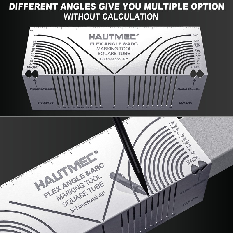 HAUTMEC Flex Angle & Arc Marking Tool,Multi-functional Square Tube Scriber
