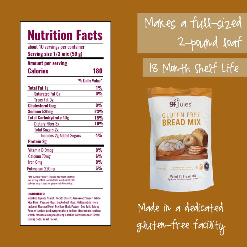 gfJules Certified Gluten Free Bread Baking Mix | Loaf, Baguettes,