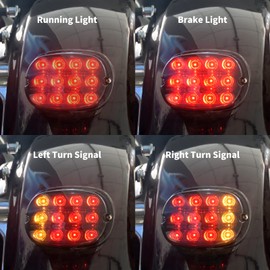 HCmotorku Motorcycle Tail Lamp LED Brake Turn Signal Integrated Tail Light Running Light Multifunction 12V for Harley Dyna Sportster 883 XL Road King Softail Black