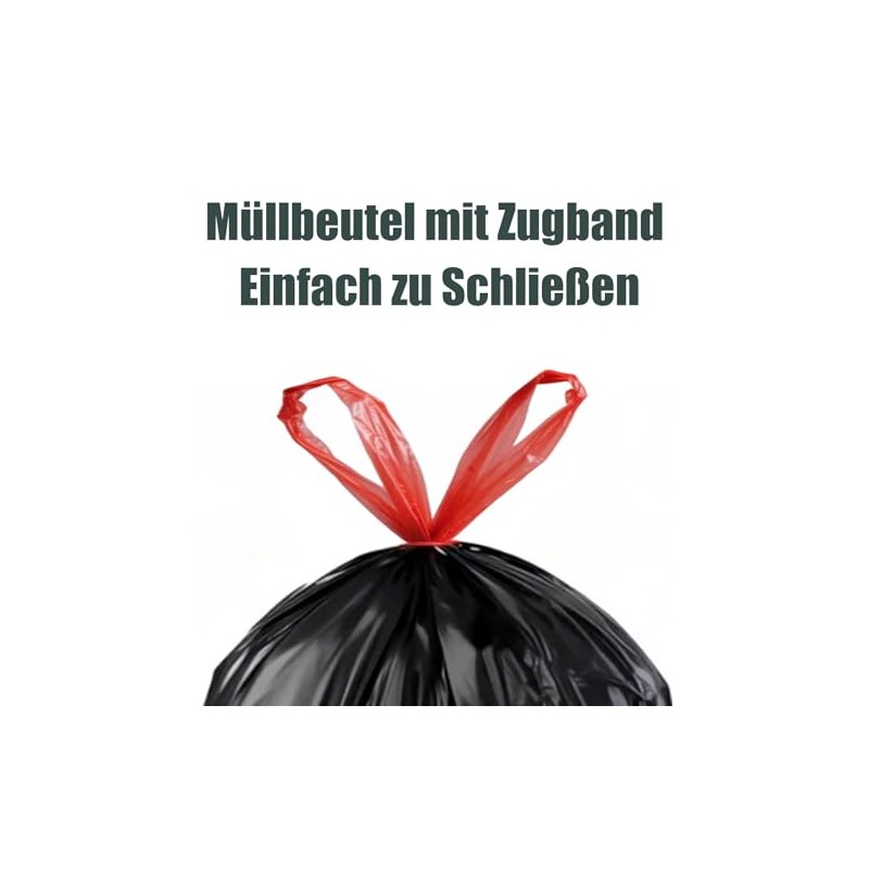 Black Bin Liners 35 L with Drawstring Pack of 50