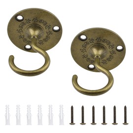 INCREWAY Wall Mount Ceiling Hooks, 2PCS Heavy Duty Hanging Chandelier Plate Hooks Ceiling Hooks Antique Screw Hanging Ceiling Hooks for Plants (Antique)