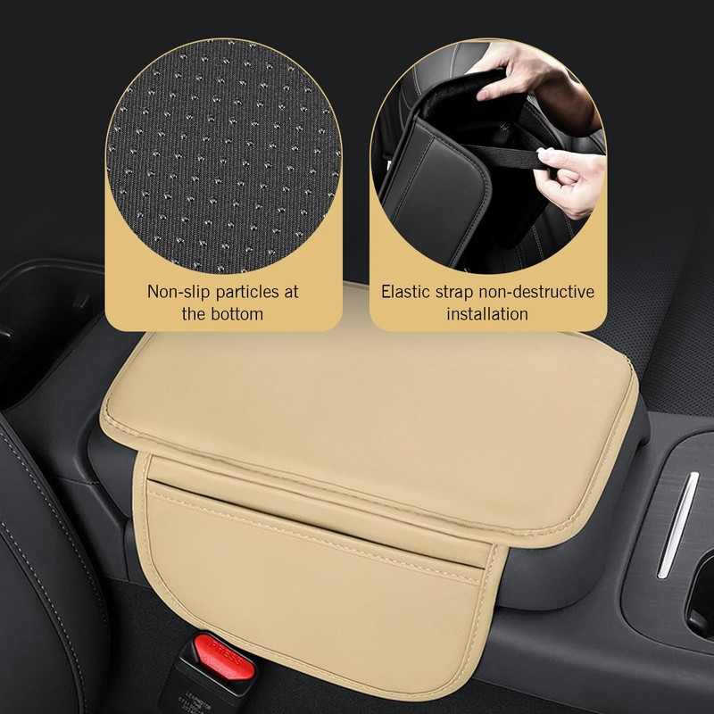 Car Center Console Cover, Waterproof Arm Rest Pad with 2
