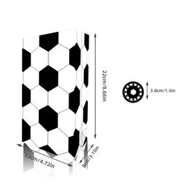 Qpout Soccer Goodie Bags 12 Pack, Soccer Treat Bags With Sealing Stickers, Soccer Gift Bags For Team, Soccer Snack Bags For Kids Party, Soccer Party Favor Bags For Boys Birthday, Withe and Black