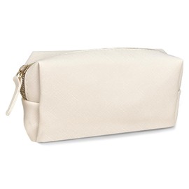 Leather Makeup Bag Set - Womens Small Cosmetic Bag for Purse with Pencils, Large Black Relavel Makeup Bag for Purse - Perfect for Travel and Daily Use, Beige, Simple