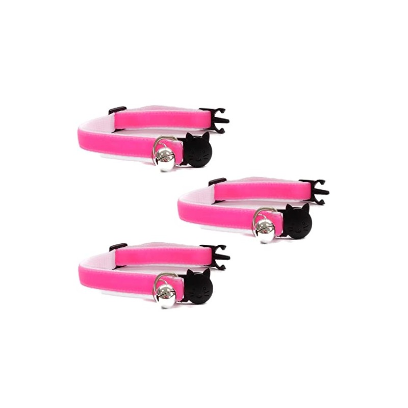 Velvet Cat Collars with Bell. Safe Breakaway Quick Release Buckle.