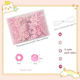 800Pcs Pink Pony Beads 6x9mm for Bracelets Making, Kandi Beads for Friendship Bracelet Beading Supplies with Elastic Thread (Pink)