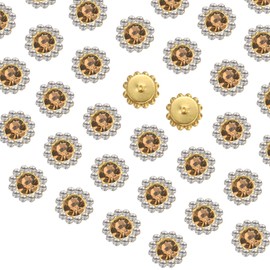 sourcing map 100pcs Sew on Rhinestones, 12mm Flower Claw Rhinestones Crystal Glass Metal Base Sewing Gems Buttons for Sewing Accessories Clothes Shoes Earring Belt Crafts, Crystal Yellow
