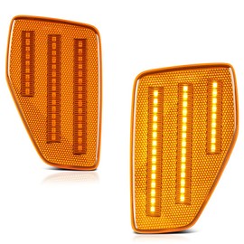 VIPMOTOZ Full LED Front Amber Side Marker Lights Compatible With 2006-2010 Hummer H3 H3T Chrome Housing Clear Lens Pair Set