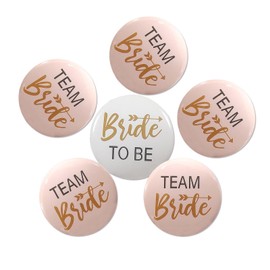 Bachelorette Party Badge, Bride to Be Decorations, Bride Squad - 3 inch Rose Gold Bridal Shower - Pinback Buttons - Set of 6