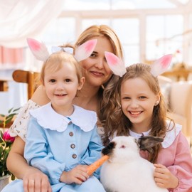 Totelux Eater Hair Clips Bunny Ears Hair Barrettes Pink White Rabbit Ears Alligator Clips Hair Accessories for Women Girls Easter Party Supplies 2Pcs