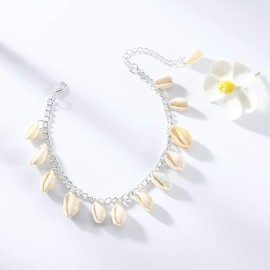 Chicque Boho Shell Tassel Anklet Beach Foot Accessories Pendant Ankle Bracelets for Women and Girls (Silver)