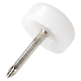Adsamm® 4 x plastic glides with nail, white, diameter 13 mm, round, furniture glides with nail, furniture and floor gliders