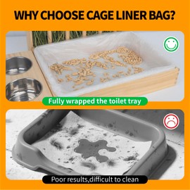 BESNEW Small Animal Bedding & Litter,50 pcs Disposable Rabbit Cage Liner Bags 3s Quick Clean for Bunny Cat Guinea Pig Ferret Chinchilla