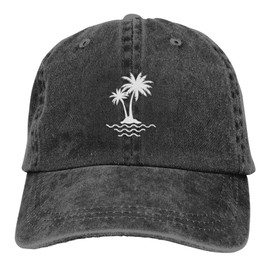 Black Palm Tree Hat for Men Woman Funny Washed Distressed Cotton Vintage Baseball Cap,Low Profile Plain Retro Baseball Hat,Original Classic Adjustable
