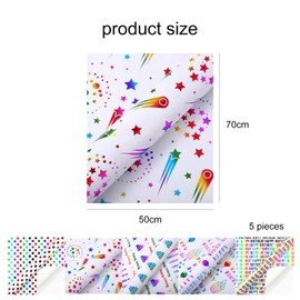 Aikeis 5 Sheets Birthday Wrapping Paper - Colourful Birthday Wrapping Paper Designs for Parties, Holidays, Baby Showers, Suitable for Boys and Girls (50cm x 70cm)