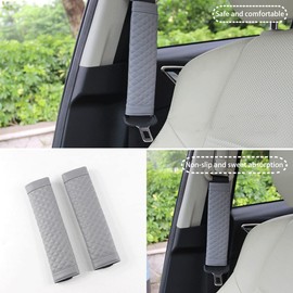CGEAMDY Pack of 2 Car Seat Belt Pads, Advanced PU Leather Seat Belt Cover Shoulder Protector Pads, Comfort Car Seat Belt Protector for Adults (Grey)