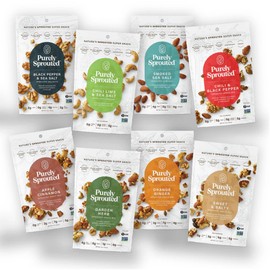 Purely Sprouted Nut and Seeds Snack Individual Packs – Grain and Gluten-Free, Vegan, Non-GMO, High-Protein, On-the-Go Bites - 8 Count