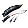MASUM Traditional Kukri Knife, 10.5-inch Blade, Black Leather Sheath, Horn