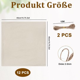 Set of 12 Beige Napkins, 40 x 40 cm, Fabric Napkins, Linen Napkins, Linen Tea Towels for Wedding, Birthday, Party, Kitchen, Cafe, Restaurant