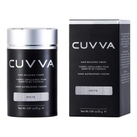 Hair Building Fibers by CUVVA for Fine & Thinning Hair (WHITE) - Thicker Looking Hair in 15 Seconds - 10 Different Shades for Men & Women - 0.87oz