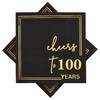 Ottin Black and Gold Cheers to 100 Years Cocktail Napkins