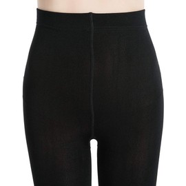 MANZI 2 Pairs Women's Classic Black Thermal Warm Fleece Tights 400 Denier, black