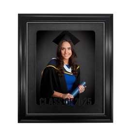 GMFrames Class of 2025 Graduation Picture Frame Graduation Photo Shadow Box Frame with Mat,Dispaly 8x10 Pictures,Wall & Tabletop Design Black-Silver