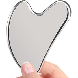 SWEETDREAM Gua Sha, Herramientas faciales, Guasha de acero inoxidable para terapia de acupuntura facial y corporal, spa, tratamiento de punto de activación, herramienta de masaje de raspado, Plateado