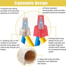 XUMMERWM 500 PCS Twist Wire Nuts(300 Pcs12 Gauge Tan Wire Nuts+200 Pcs 13 Gauge Red Wirenuts) for Quick Connect Electrical Wiring,Easy Screw On Winged Wire Connectors with Metal Spring for 22-8 AWG