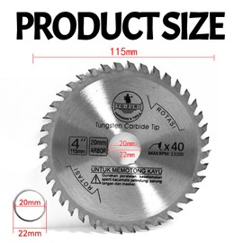 115mm Carbide Saw Blade 4" Angle Grinder Circular Saw Blade 40 Teeth, Circular Saw Blade for Woodworking Angle Grinder (2 Pack)