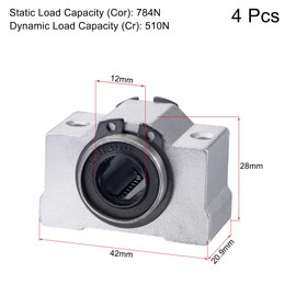 sourcing map SCV12UU Linear Ball Bearing Slide Block Units, 12mm Bore Diameter 4pcs