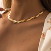 Inateannal Punk Herringbone Necklace for Women Gold Twist Snake Chain