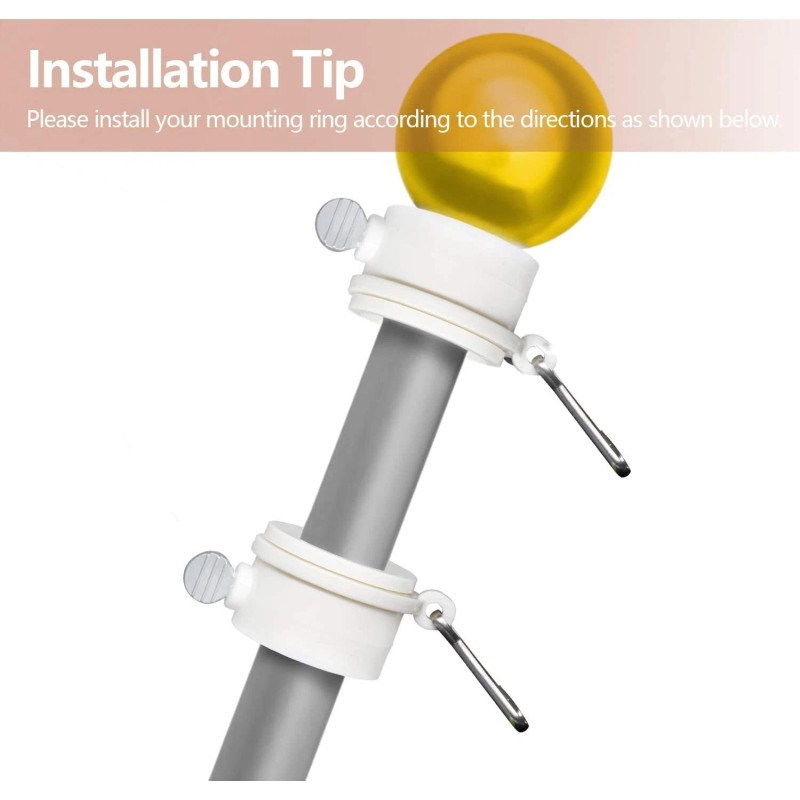 Anley 2Pcs Tangle Free Flag Pole Mounting Ring Clip -