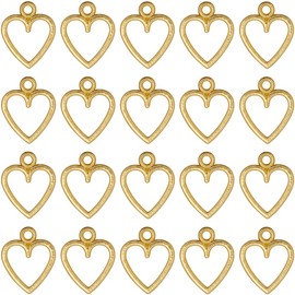 SUNNYCLUE 1 Box 100Pcs Hollow Heart Charm Gold Metal Hearts Charms Bulk Alloy Tibetan Style Lovely Circle Love Charms for Jewellery Making Charms DIY Crafting Necklace Bracelet Earring Beginners Adult
