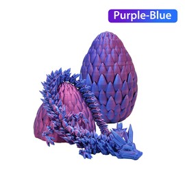 Creativity 3D Printed Dragon Eggs with Dragon Inside, 14Inch Crystal Dragon in Dragon Egg, Articulated Dragon, Fidget Toys for Executive Home Office Decor (Laser Purple)