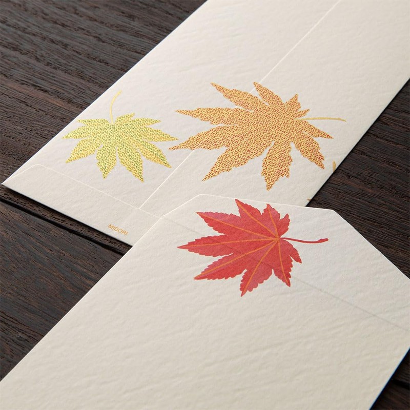 Midori 87182006 Autumn Letter Silk Fall Leaves Envelopes