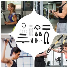 330LBS Cable Pulley System Gym with Loading Pin, LAT Pulldown Attachments Set, Home Workout Equipment Suspension Training Kit for Biceps Curl, Forearm, Triceps Fitness Exercise Set