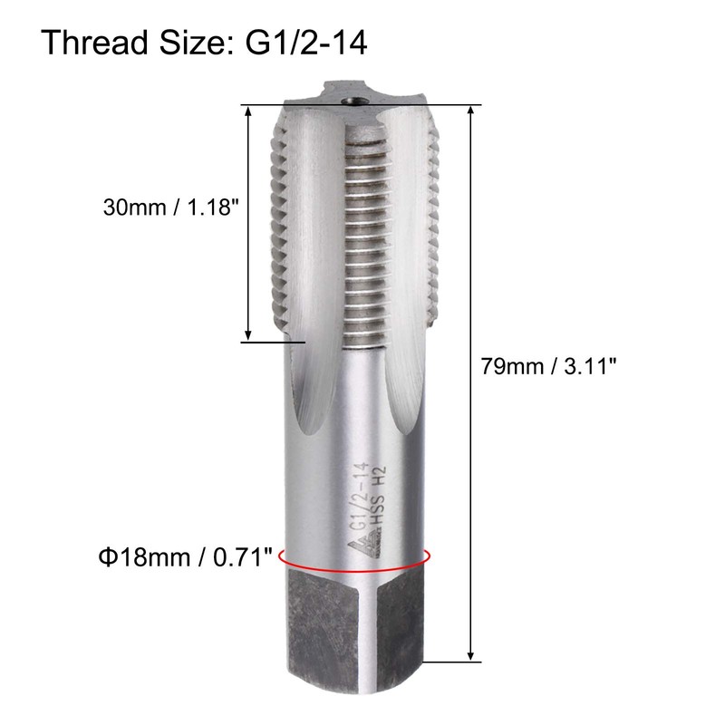 sourcing map G1/2-14 Pipe Thread Tap, Machine Threading Tap Right