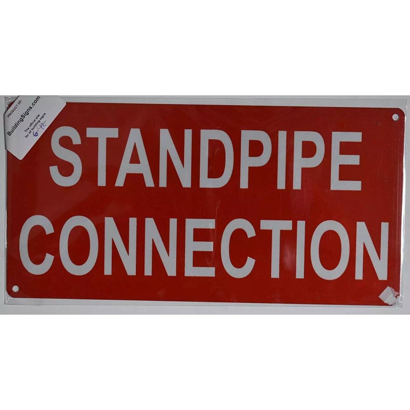 BUILDINGSIGNS.COM Standpipe Connection Sign (Aluminium Reflective, RED 6X12)-.REF24-1