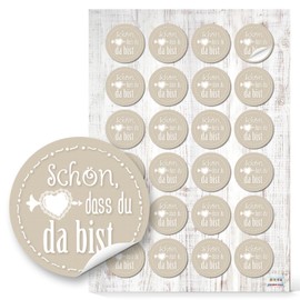 Logbuch-Verlag Schön Dass Du Da Bist Stickers, 4 cm, Various Colours, beige