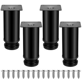 4 Pcs black Adjustable Legs, Stainless Steel Furniture Feet, Table Desk Cabinet Kitchen Adjustable Feet Round With Screws(Adjustable Height 0-10mm)