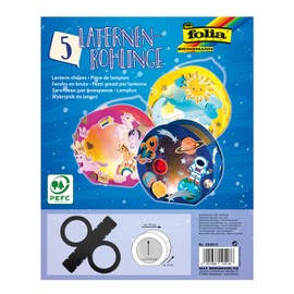 folia 6890/5 Round Lantern Blanks Photo Card Cut Pack of 5 Black for Gluing Together Diameter Approx. 19 cm Window Cut-Out Approx. 13.5 cm