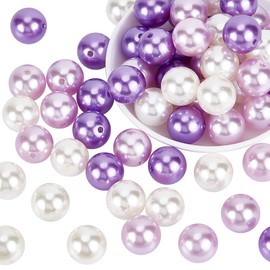 PH PandaHall 60pcs 20mm Pearl Beads Bubblegum Beads Chunk Pen Beads Acrylic Focal Beads Large Loose Beads for Pen Wedding Christmas Garland Jewelry Bracelet Necklace Pen Bag Chain Making Purple