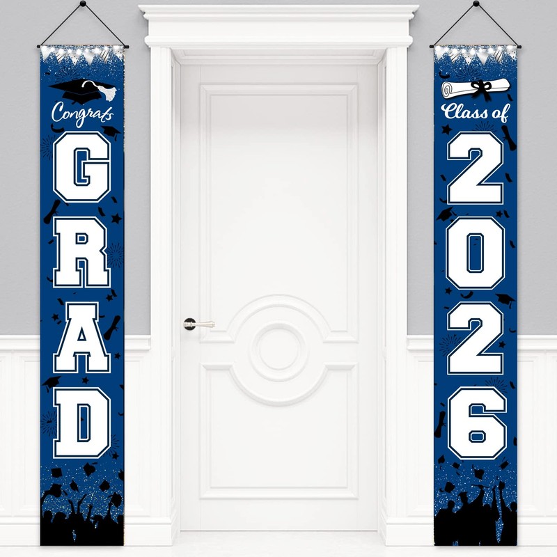 Graduation Decorations Blue White 2026/Blue Graduation Party Decorations/Congrats Grad Porch