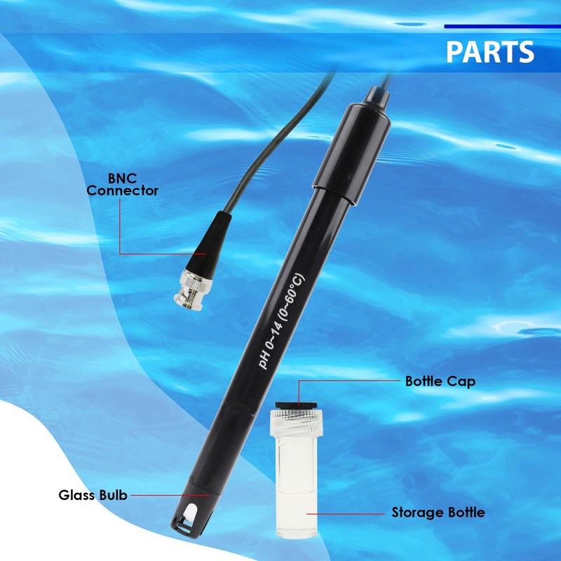 pH Electrode with Replaceable Probe - 300 cm Cable, 0-14