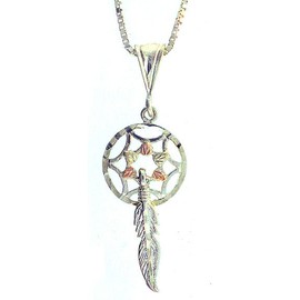 RICH PEEL Classy! Black Hills Gold Sterling-silver Dream catcher Pendant-necklace