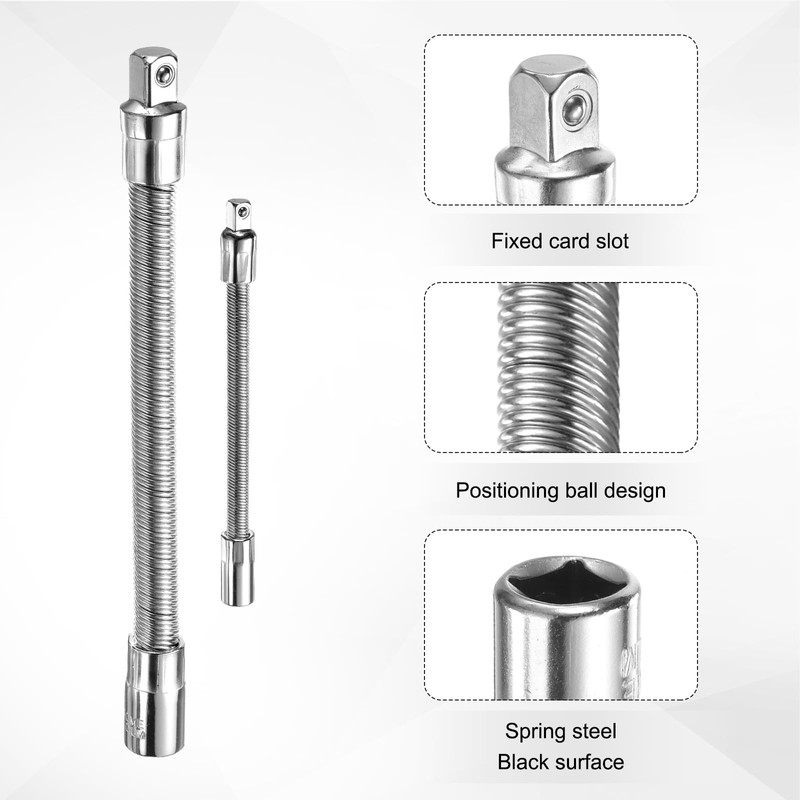 sourcing map 1/4" 1/2" Drive Socket Extension Bar Set Spring
