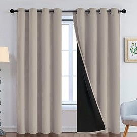 Yakamok - Cortinas 100 opacas de 84 pulgadas de largo, 2 capas gruesas de bloqueo de calor y luz completa, cortinas de aislamiento térmico suave para