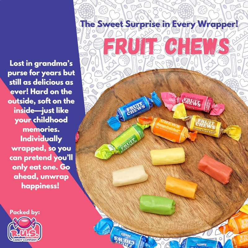 Fruit Chews Candy – Assorted Fruity Flavors – Individually Wrapped